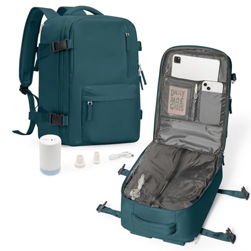 suradar Vakuum Rucksack Handgepäck, Ryanair Handgepäck 40x20x25 Damen Ryanair Reiserucksack Flugzeuge Vacpack Rucksack mit Vakuumsystem für Reisen, Vacuum Backpack mit Luftpumpe Pfauenblau von suradar
