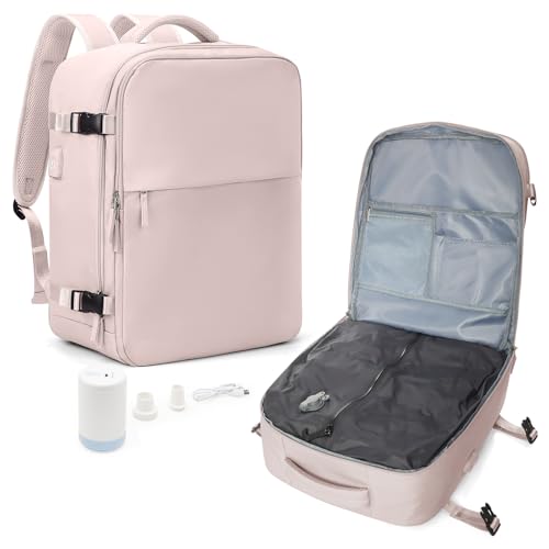 suradar Vakuum Rucksack Handgepäck, für Easyjet Handgepäck 45x36x20 Damen Reiserucksack Flugzeuge Vacpack Rucksack mit Vakuumsystem für Reisen, Vacuum Backpack mit Luftpumpe Lotuswurzelpulver von suradar