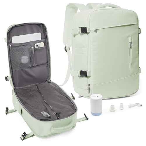 suradar Vakuum Rucksack Handgepäck Vacpack, Vacuum Backpack Travel Airbag Rucksack mit Vakuumsystem für Easyjet Handgepäck 45x36x20 für Flugzeug Reiserucksack Vakuum Herren Damen Mintgrün von suradar