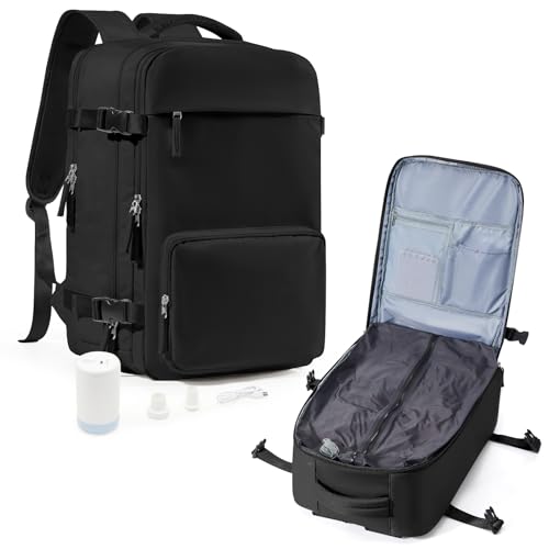 suradar Vakuum Rucksack Handgepäck Vacpack, Vacuum Backpack Travel Airbag Rucksack mit Vakuumsystem für Easyjet Handgepäck 45x36x20 für Flugzeug Reiserucksack Vakuum Herren Damen Schwarz von suradar