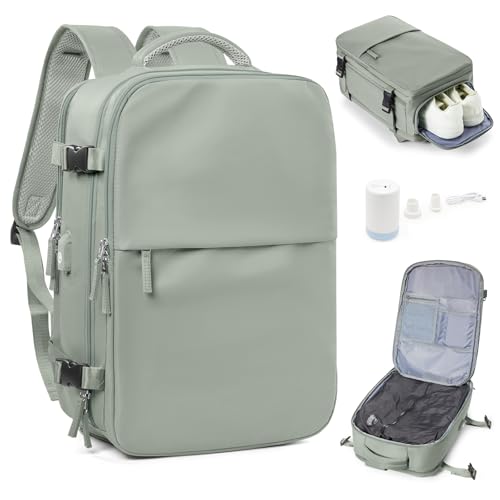 suradar Vakuum Rucksack Handgepäck Vacpack, Vacuum Backpack Travel Airbag Rucksack mit Vakuumsystem für Easyjet Handgepäck 45x36x20 für Flugzeug Reiserucksack Vakuum Herren und Damen Grasgrün von suradar