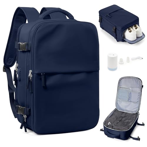 suradar Vakuum Rucksack Handgepäck Vacpack, Vacuum Backpack Travel Airbag Rucksack mit Vakuumsystem für Easyjet Handgepäck 45x36x20 für Flugzeug Reiserucksack Vakuum Herren und Damen Marineblau von suradar