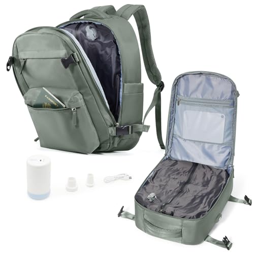 suradar Vakuum Rucksack Handgepäck Vacpack, Vakuum Backpack Travel Airbag Rucksack mit Vakuumsystem für Easyjet Handgepäck 45x36x20 Reiserucksack für Flugzeug Herren Damen Armeegrün von suradar