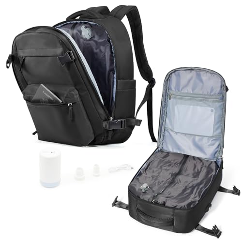 suradar Vakuum Rucksack Handgepäck Vacpack, Vakuum Backpack Travel Airbag Rucksack mit Vakuumsystem für Easyjet Handgepäck 45x36x20 Reiserucksack für Flugzeug Herren Damen Schwarz von suradar