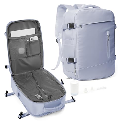 suradar Vakuum Rucksack Handgepäck Vacpack, Vakuum Backpack Travel Airbag Rucksack mit Vakuumsystem für Easyjet Handgepäck 45x36x20 Reiserucksack für Flugzeug Herren und Damen Lila von suradar