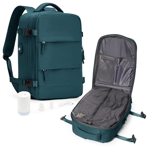 suradar Vakuum Rucksack Handgepäck Vacpack, Vakuum Backpack Travel Rucksack mit Vakuumsystem für Easyjet Handgepäck 45x36x20 für Flugzeug Herren Damen Pfauenblau von suradar