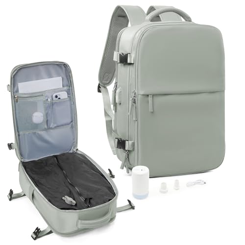 suradar Vakuum Rucksack Handgepäck Vacpack, Vakuum Backpack Travel Rucksack mit Vakuumsystem für Easyjet Handgepäck 45x36x20 für Flugzeug Herren und Damen Grasgrün von suradar