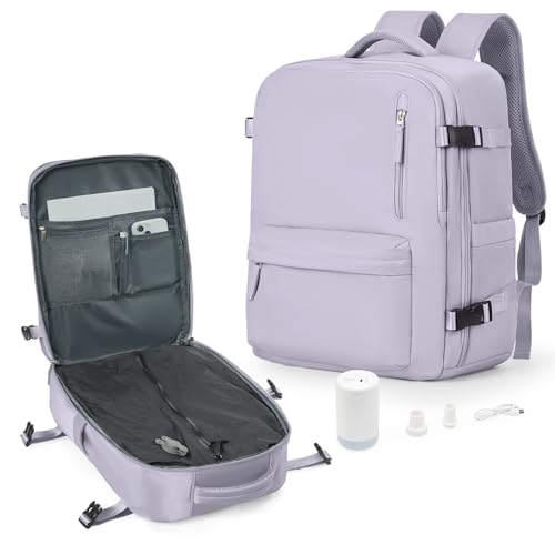 suradar Vakuum Rucksack Handgepäck mit Pumpe, für Easyjet Handgepäck 45x36x20 Damen Reiserucksack Flugzeuge Vacpack Rucksack mit Vakuumsystem für Reisen, Vacuum Backpack mit Luftpumpe Lila von suradar