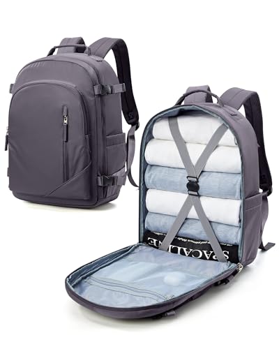suradar für Easyjet Handgepäck Rucksack 45x36x20 Reiserucksack Handgepäck für Flugzeug Carry-On Rucksack Unter Sitz Handgepäck-Tasche 15.6-Zoll-Laptop für Herren Damen Grau-violett von suradar