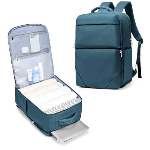 suradar für Ryanair Handgepäck 40x20x25 Rucksack Handgepäck Flugzeug,Reiserucksack Klein Handgepäck Tasche,Carry On Luggage Travel Backpack Reisetasche mit Fach für Nasse Handtücher Pfauenblau von suradar