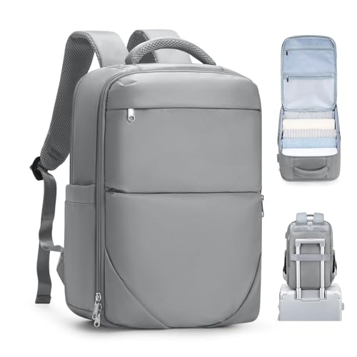 suratio Rucksack Handgepäck Flugzeug Handgepäck Rucksack Reiserucksack Damen Ryanair Handgepäck 40x20x25 Travel Backpack Carry on Luggage Rucksack Damen Wasserdicht Laptop Business Damen Silber-Grau von suratio