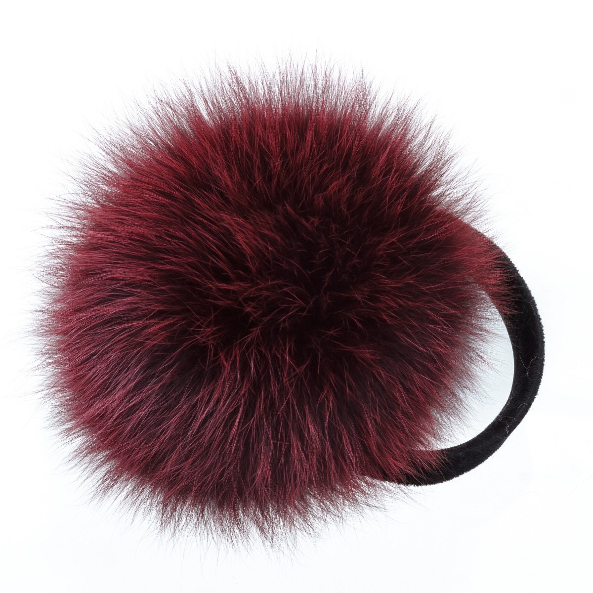 Echt Fuchs Fell Ohrringe Mit Samt Halo Band - Damen Herbst Und Winter Mode Winterhut Ohrwärmer Bunt Chic Style Black Cherry von surellaccessories