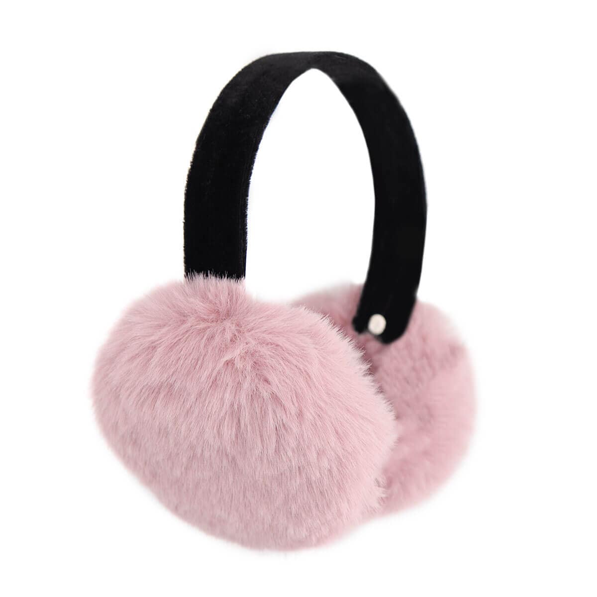 Faux Rex Kaninchenfell Ohrenschützer Mit Samtband - Damen Herbst/Winter Mode Weich & Trendy Bunte Ohrenwärmer Chic Vegan Style Pink von surellaccessories