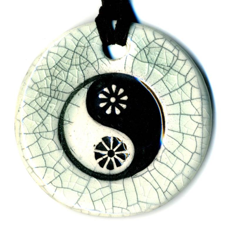 Yin Yang Keramik Halskette in Craquelée von surly
