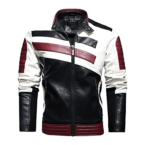 Sahara-Jacke für Herren – Herren Herbst und Winter lässig solider Mantel einfach Sport Reißverschluss Mantel Tasche Baseball Kleidung Lenkrad Jacke Lederjacke Kapuze Herren, Y-#4 - Rot, M von sutelang lurryly