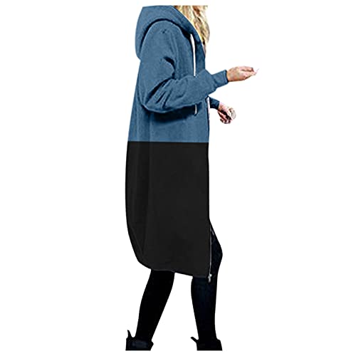 Sweatjacke Damen mit Kapuze Damen 2023 Warme Oberbekleidung Reißverschluss Hoodies Sweatjacke Damen Kapuzenjacke Sweatshirt Herbst Winter Warm Lang Kapuzenmantel Elegante Hoodies (2-Blue, L) von sutelang lurryly