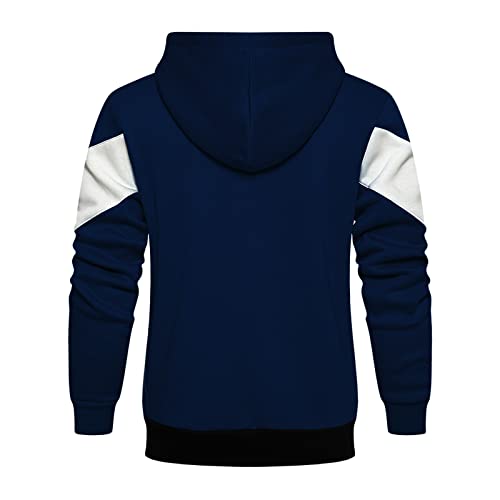 Sweatshirt mit Kapuze, für Herren, lässig, mit Kapuze, langärmlig, für Männer, Winterfarbe, Reißverschluss, oben, lässig, Thick Fleece, Polyester, Bluse 2021, blau, XXL von sutelang lurryly