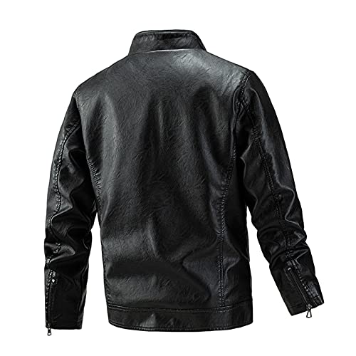 Warme Vintage Motorradjacke aus Leder für Herren, warm, winddicht, Motorrad, Retro, mehrere Taschen, Jacke aus PU-Leder, Winddicht, Jacke aus Kunstleder, Casual, Jacke aus Kunstleder, Schwarz, 4XL von sutelang lurryly