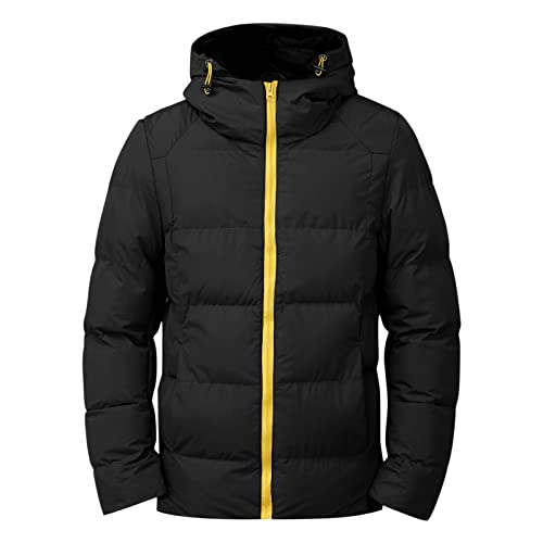 sutelang lurryly Daunenjacke mit Kapuze Herren Winterjacke Halbjacke Pelz Kapuze Jacke mittellange Jacke Reißverschluss Herren Langarm warme Jacke für Winter, Schwarz, XL von sutelang lurryly