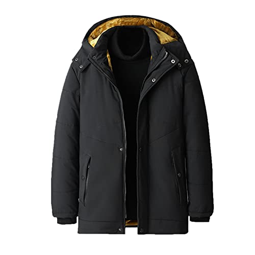 sutelang lurryly Herren-Jacke, winddicht, leichte Zwischensaison, mit abnehmbarer Kapuze, Militärjacke, günstig, Marke Jacke, Arbeit, Parka, Herbst, Winter, für Herren, Le Noir-3, XXXL von sutelang lurryly