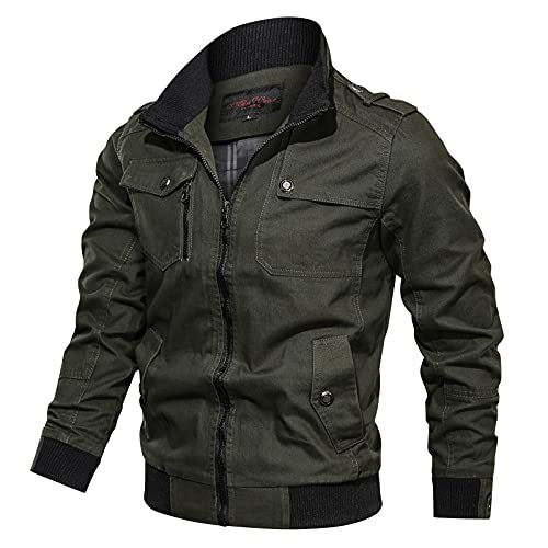 sutelang lurryly Leichte Herren-Jacke für den Außenbereich, Frühling, Militär, Radsport, Winter, Cargo-Mantel, mit Taschen, Jacke, Reißverschluss, Bomberjacke, Frühling, Winter von sutelang lurryly