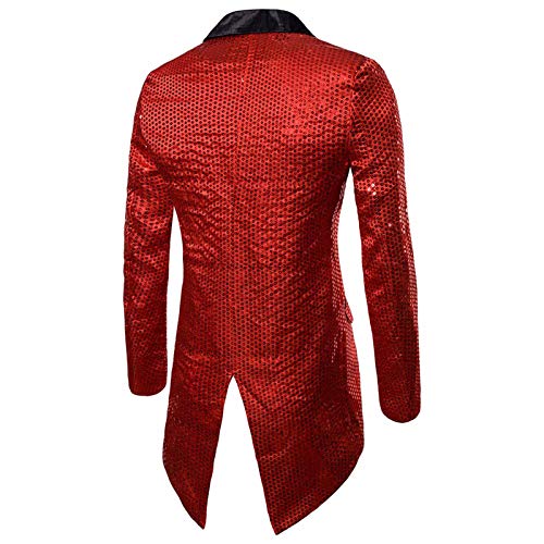 sutelang lurryly Weihnachtskostüm, elegant, modisch, Pailletten, Vintage, Blazer, Mode, Slim Fit, Jacke, Kostüm, Blumenball, Hochzeit, Smoking, Abend, Blazer Herren, Blau, rot, L von sutelang lurryly