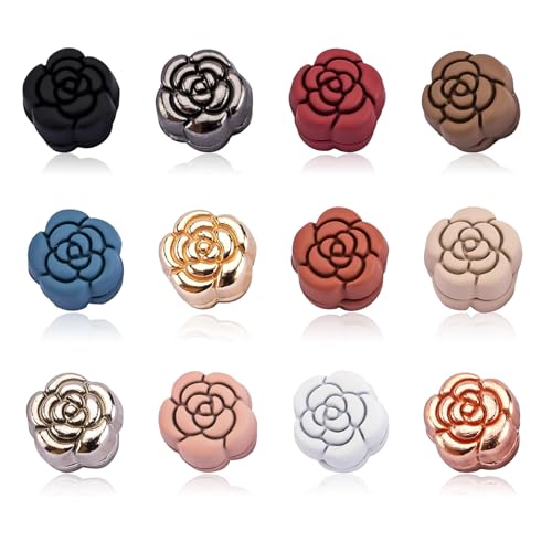 svpfuo 12 Stück Blumen Magnetischer Hijab Clip, Hijab Pins, Magnetknöpfe Ohne Nähen, Rostschutz-Verfahren, Geeignet zum Fixieren von Schals, Dekorieren von Kleidung und zur Vermeidung von Durchsicht von svpfuo