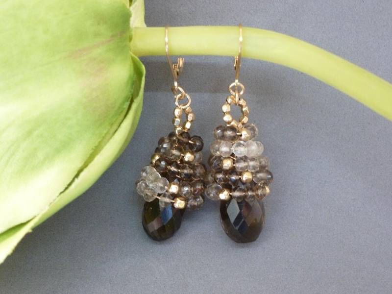 Meine Spiral Sparks Ohrringe Werfen Ein Paar Ernste Funkeln in Gold Und Rauchquarz Raus von swagbagsplus