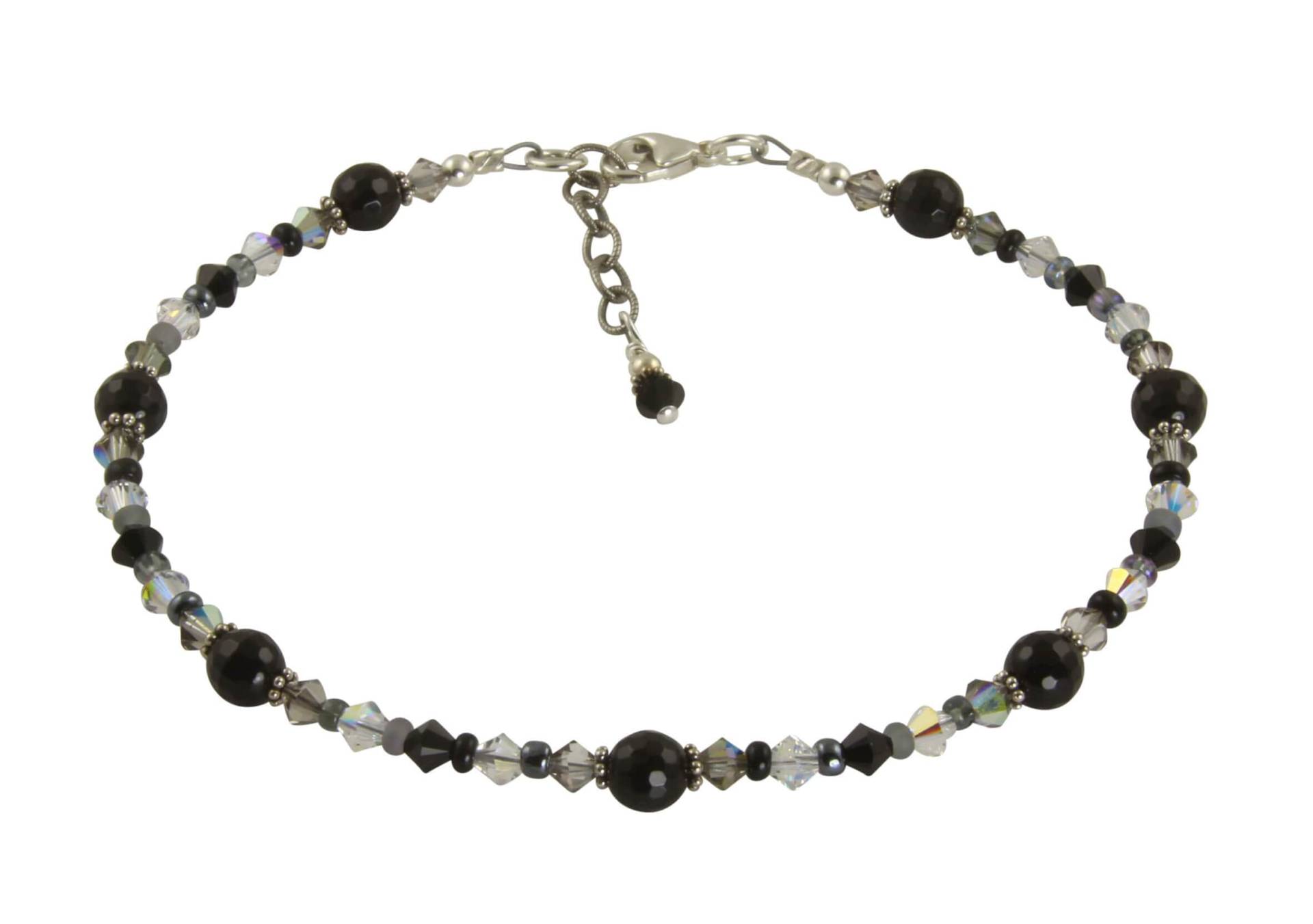Benutzerdefinierte Schwarze Onyx Edelstein Perlen Fußkettchen, Kristall Stephanie White Benutzerdefinierte Schwarze Onyx Edelstein Perlen Fußkettchen, Kristall Stephanie White von swcreationsjewelry