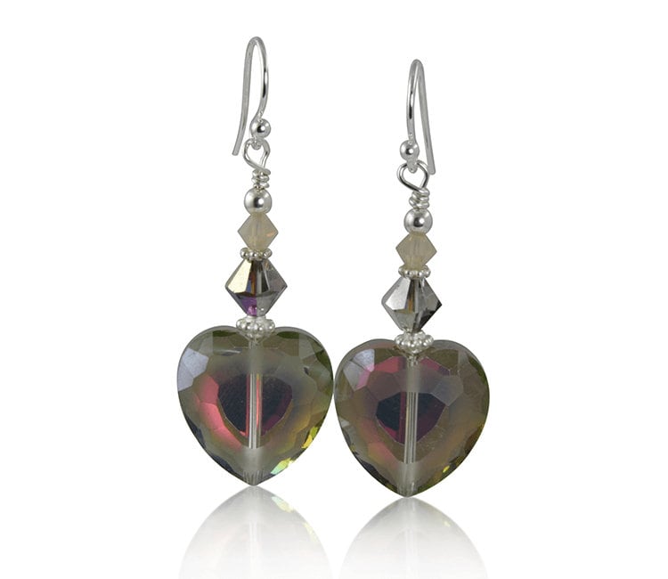 Handgemachte Sunset Crystal Heart Perlen Ohrringe, Herz Handgemachte Ohrringe Handgemachte Sunset Crystal Heart Perlen Ohrringe, Herz Handgemachte Ohrringe von swcreationsjewelry