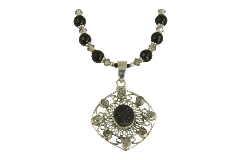 Schwarz Achat Druse Edelstein Halskette, Unikat Halskette Schwarz Achat Druse Edelstein Halskette, Unikat Halskette von swcreationsjewelry