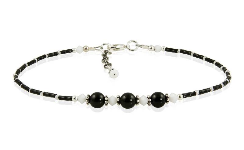 Schwarzes Fußkettchen Sterling, Elegante Crystal Onyx Edelstein Perlen Schwarzes Fußkettchen Sterling, Elegante Crystal Onyx Edelstein Perlen von swcreationsjewelry