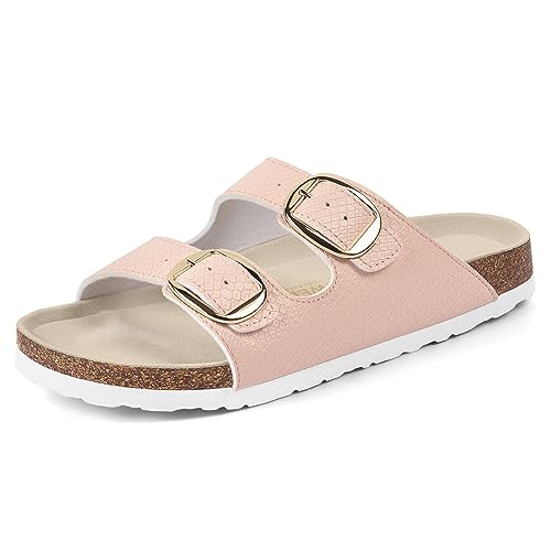 Sweechee Damen Kork Sandalen Weiches Fußbett Bequeme Slides Schuhe für Frauen, Rosa Meerjungfrau-normale Schnalle, 37.5 EU von sweechee