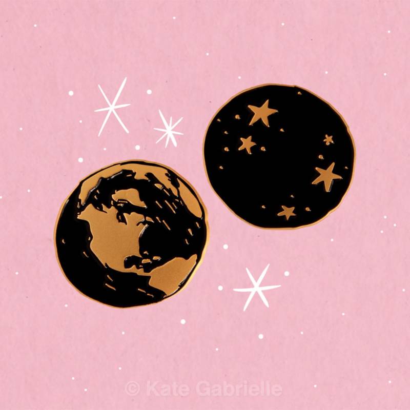 Erde Und Sterne Kragenclip Emaille Anstecknadel Set von sweetandlovely