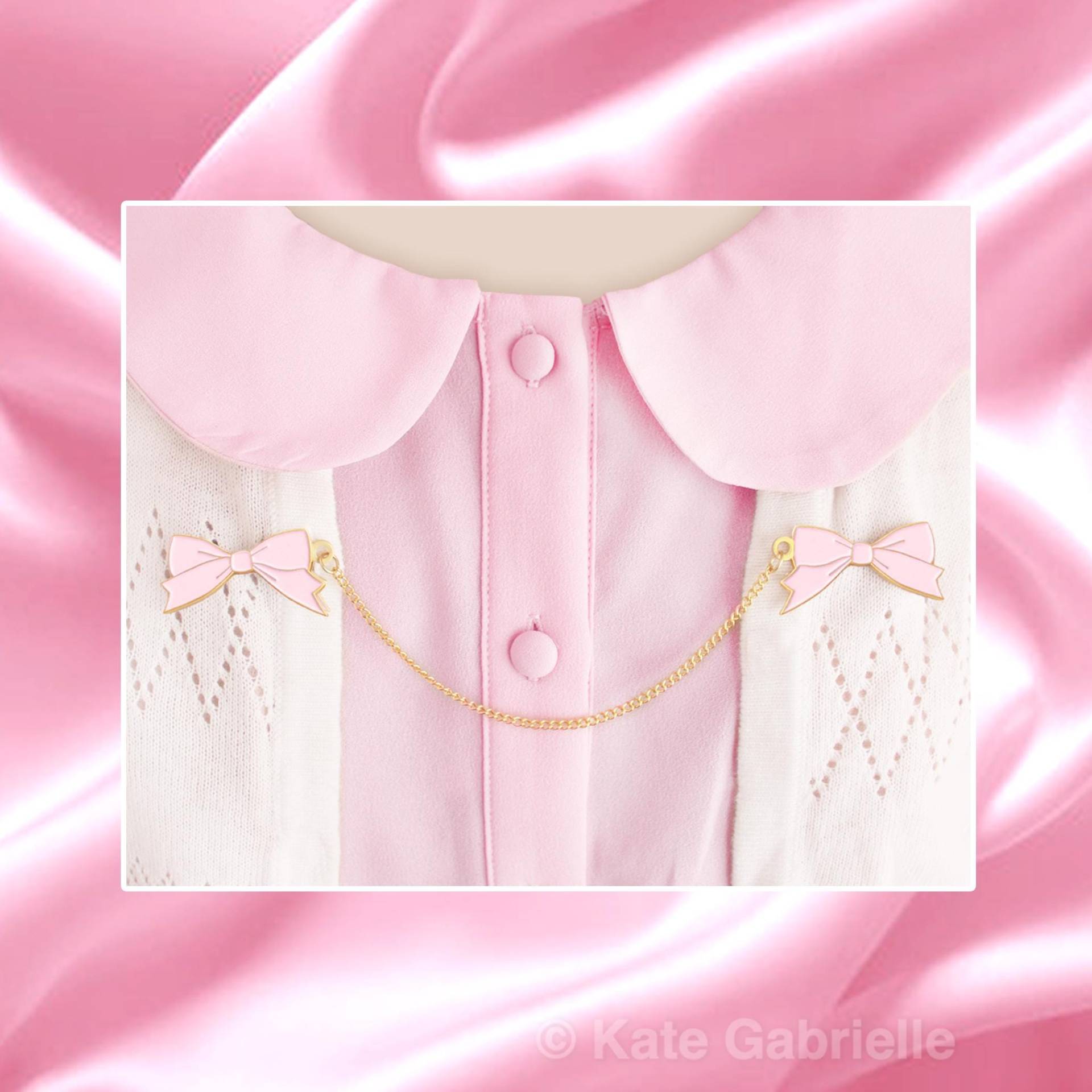 Rosa Schleife Kawaii Pullover Kette Emaille Stifte von sweetandlovely