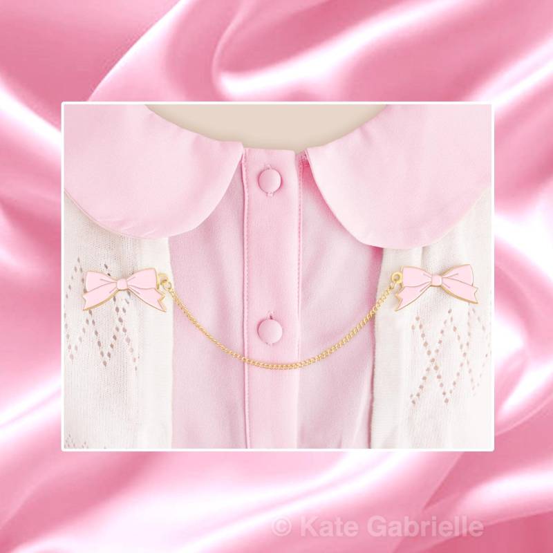 Rosa Schleife Kawaii Pullover Kette Emaille Stifte von sweetandlovely