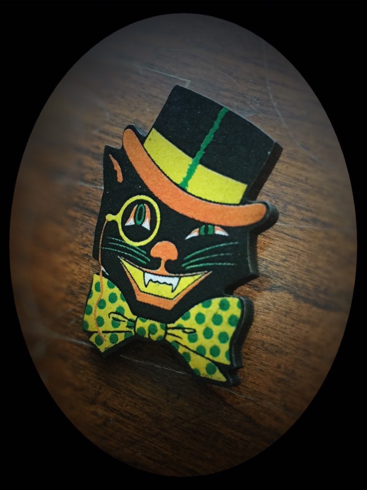 Retro 60Er Halloween Dapper Katze Pin von sweetsirendesigns