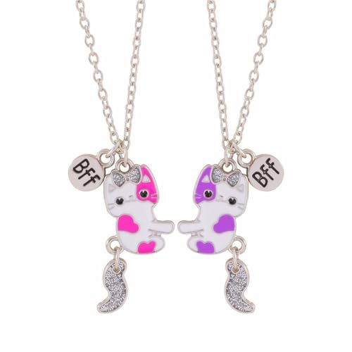 2-teiliges Halsketten-Set für beste Freunde, Katze, niedlicher Emaille, bunt, Fuchs, Kätzchen, Tierherz, schicker Anhänger, Halskette für 2 Frauen und Männer, Freundschaft, BFF-Paare, Geburtstag 2-teiliges Halsketten-Set für beste Freunde, Katze, niedlicher Emaille, bunt, Fuchs, Kätzchen, Tierherz, schicker Anhänger, Halskette für 2 Frauen und Männer, Freundschaft, BFF-Paare, Geburtstag von swglcowo