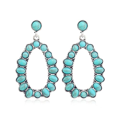 Böhmische Türkis-Ohrringe, Western-Stil, Vintage-Stil, Tropfenform, Kreuz, oval, rund, Perlen, geometrisches Metall, baumelnde Ohrringe für Damen, Cowboy, Cowgirl, ethnischer Hippie-Schmuck, Geschenke Böhmische Türkis-Ohrringe, Western-Stil, Vintage-Stil, Tropfenform, Kreuz, oval, rund, Perlen, geometrisches Metall, baumelnde Ohrringe für Damen, Cowboy, Cowgirl, ethnischer Hippie-Schmuck, Geschenke von swglcowo