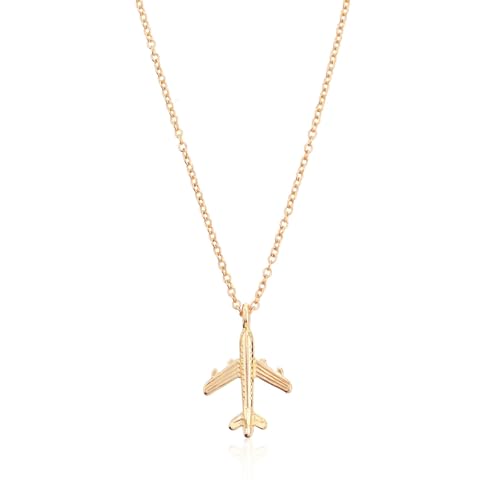 Halskette mit Flugzeug-Anhänger, vergoldet, versilbert, zierlicher Charm, 3D-Mini-Flugzeugmodell, kleine verstellbare Kette für Männer und Frauen, minimalistische Flugbegleiter, Luftfahrt, Reisende Halskette mit Flugzeug-Anhänger, vergoldet, versilbert, zierlicher Charm, 3D-Mini-Flugzeugmodell, kleine verstellbare Kette für Männer und Frauen, minimalistische Flugbegleiter, Luftfahrt, Reisende von swglcowo