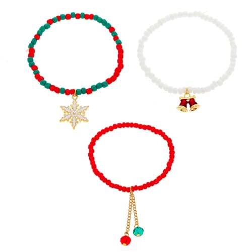 Stapelbares Weihnachts-Armband-Set, handgefertigt, Boho-Stil, geschichtet, Emaille, Weihnachtsbaum, Schneeflocke, Glöckchen, grüne rote Perlen, Strang, Stretch-Armband für Damen, Weihnachten, Party Stapelbares Weihnachts-Armband-Set, handgefertigt, Boho-Stil, geschichtet, Emaille, Weihnachtsbaum, Schneeflocke, Glöckchen, grüne rote Perlen, Strang, Stretch-Armband für Damen, Weihnachten, Party von swglcowo