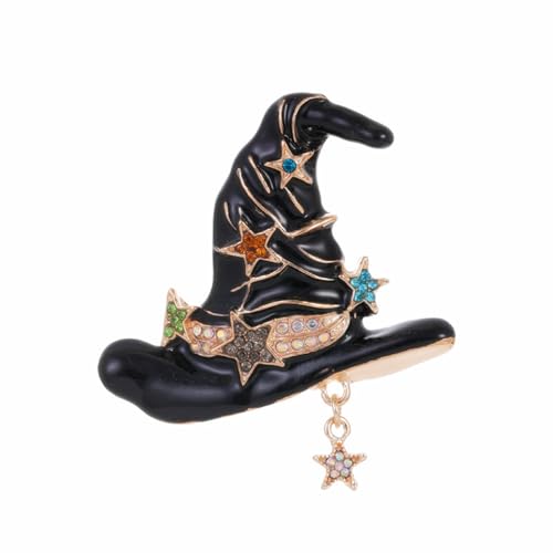 Strass-Brosche mit Hexenhut, vergoldet, Vintage, Emaille, schwarz, magische Kappe, Kürbis, schick, Kristall, Zirkonia, Anstecknadel für Damen und Herren, Gothic, Halloween, Cosplay, Party, Weihnachten Strass-Brosche mit Hexenhut, vergoldet, Vintage, Emaille, schwarz, magische Kappe, Kürbis, schick, Kristall, Zirkonia, Anstecknadel für Damen und Herren, Gothic, Halloween, Cosplay, Party, Weihnachten von swglcowo