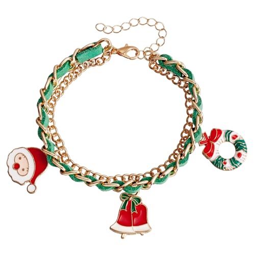 Weihnachts-Charm-Armbänder, mehrschichtig, Emaille, Weihnachtsmann, Weihnachtsbaum, Glöckchen, Zuckerstange, Kranz, Elch, Hirsch, Leder, umwickelte Kette, Armbänder für Damen, Winter, Festival, Urlaub Weihnachts-Charm-Armbänder, mehrschichtig, Emaille, Weihnachtsmann, Weihnachtsbaum, Glöckchen, Zuckerstange, Kranz, Elch, Hirsch, Leder, umwickelte Kette, Armbänder für Damen, Winter, Festival, Urlaub von swglcowo