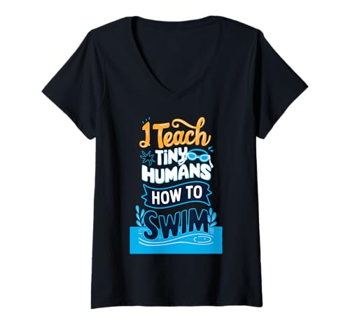 Damen Ich lehre winzige Menschen Schwimmen Schwimmen Lehrer Schwimmen T-Shirt mit V-Ausschnitt von swimming teacher Back to school