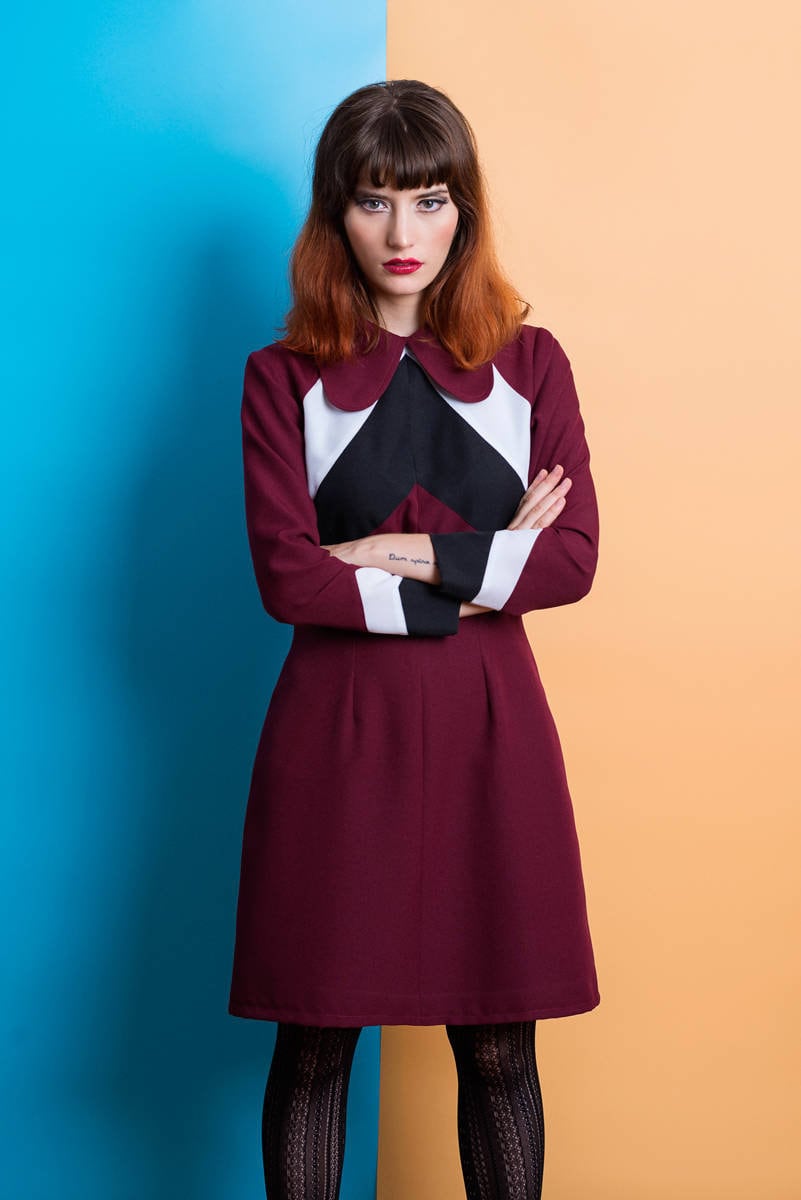 60Er Jahre Dog Ear Kleid, Mod Streifenkleid, Minikleid, Langarmkleid, A-Linie Ivy League Kleid von swingingchicksshop