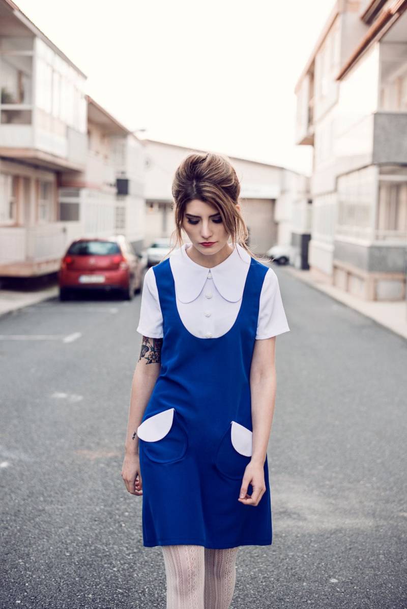 Beagle Kragen Kleid 1960Er Mini Suedehead Dress Custom Made von swingingchicksshop