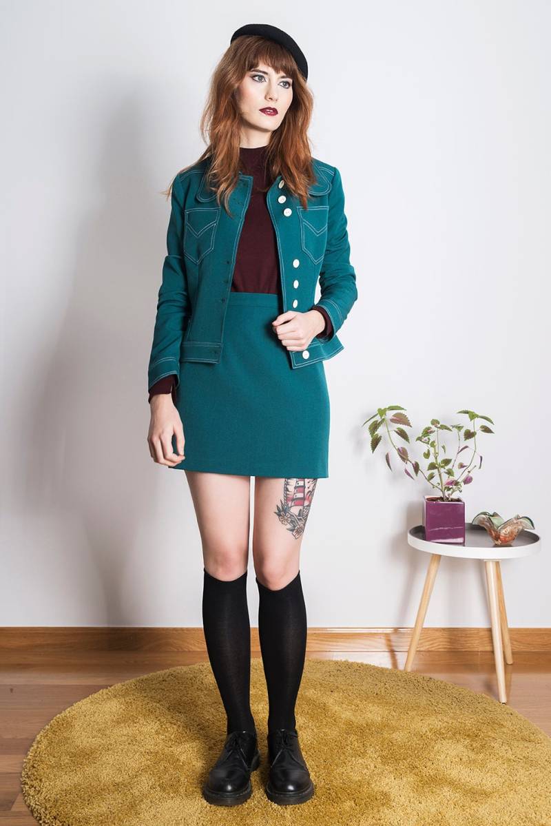 Grüne Mod Jacke, Beagle Kragen 70Er Jahre Grüne Kurze Jacke von swingingchicksshop