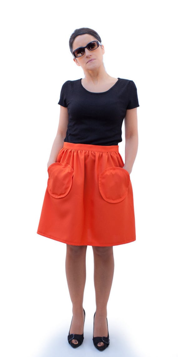Oranger 60Er Jahre Taschenrock Retro Mod Roller Auf Maß Geschneidert von swingingchicksshop