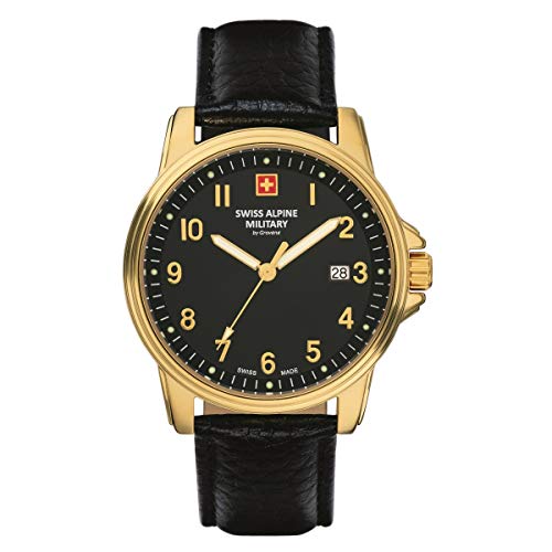 Swiss Alpine Military Herren Uhr Analog Quarz 7011.1517SAM Leder von swiss alpine military
