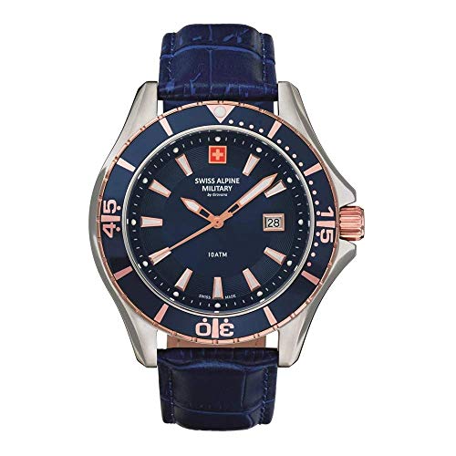 Swiss Alpine Military Herren Uhr Analog Quarz 7040.1555SAM Leder von swiss alpine military